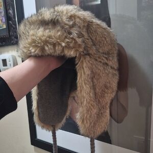 Faux Fur Reversable Trapper Hat - Brown